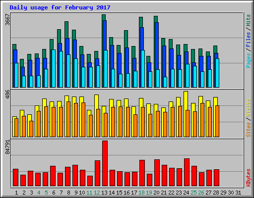 Daily usage for February 2017